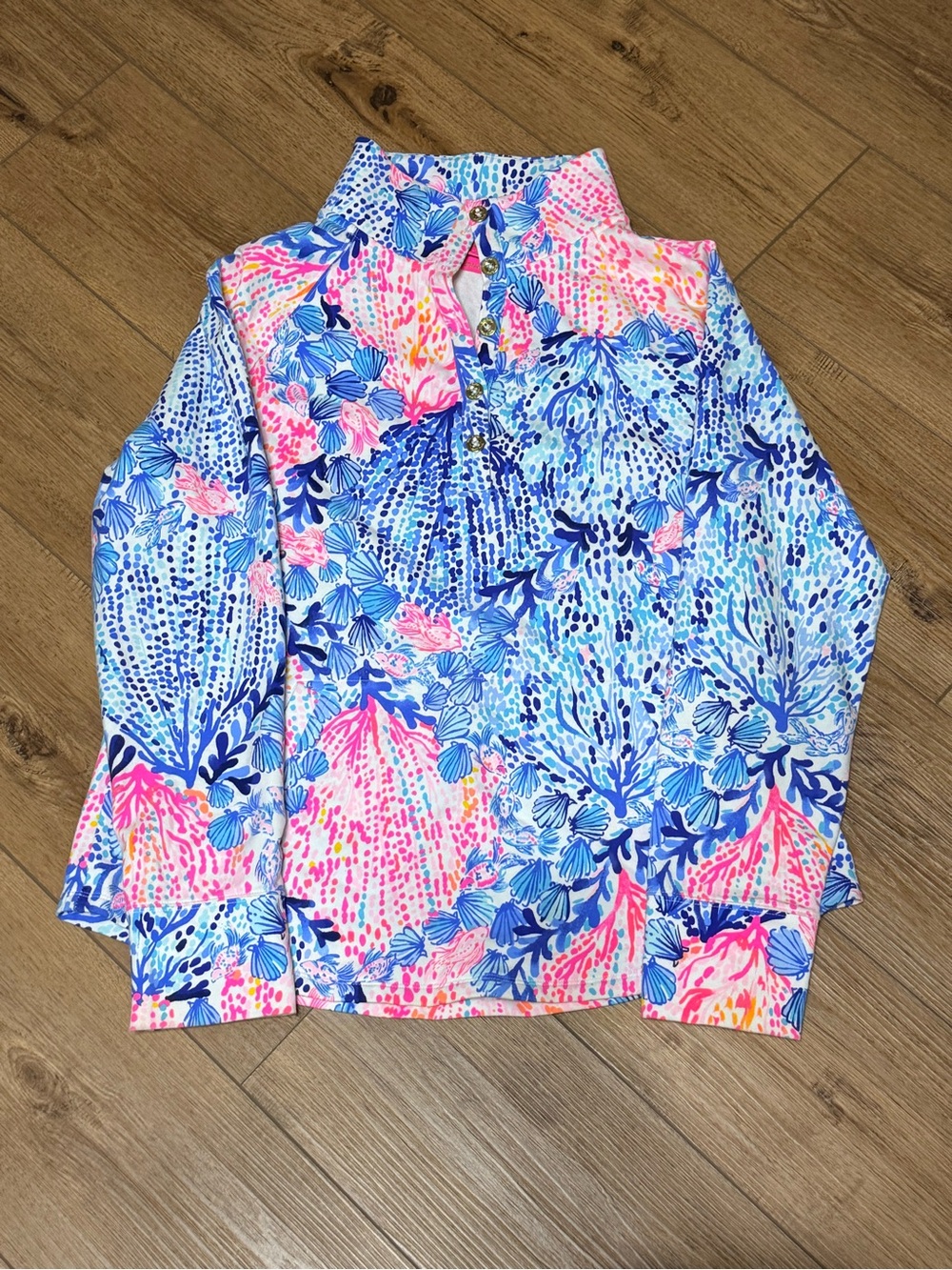 Lilly Pulitzer Blue and Pink Floral Pullover
